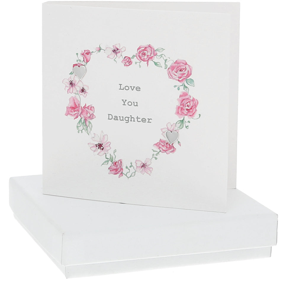 Love You Daughter Card & Silver Earrings