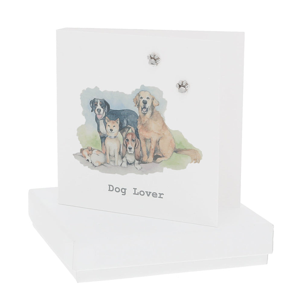 Dog Lover Card & Pawprint Earrings
