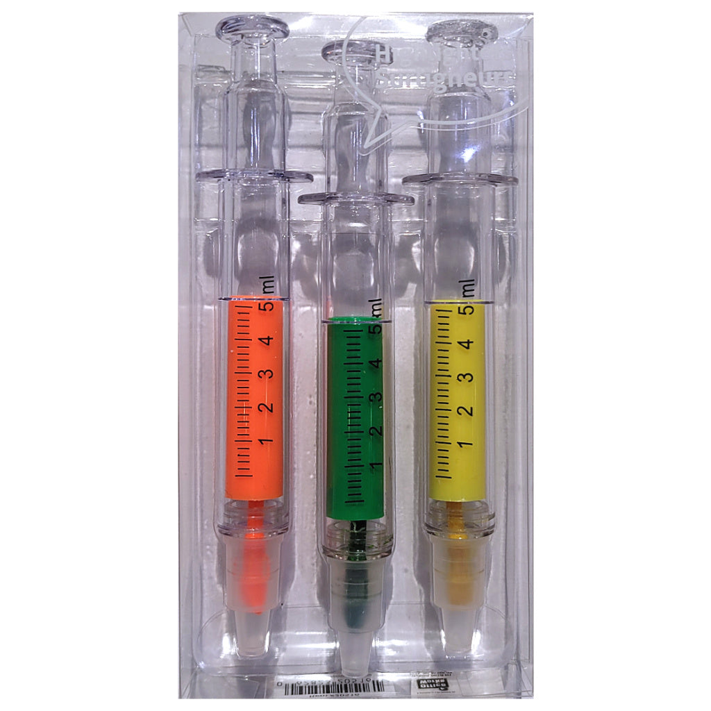 Chisel Tip Syringe Highlighters (3pk)