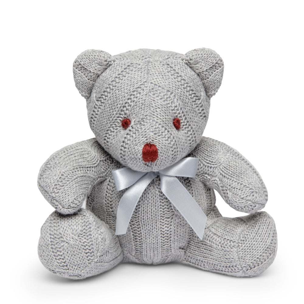 Cable Knit Teddy Bear: Grey