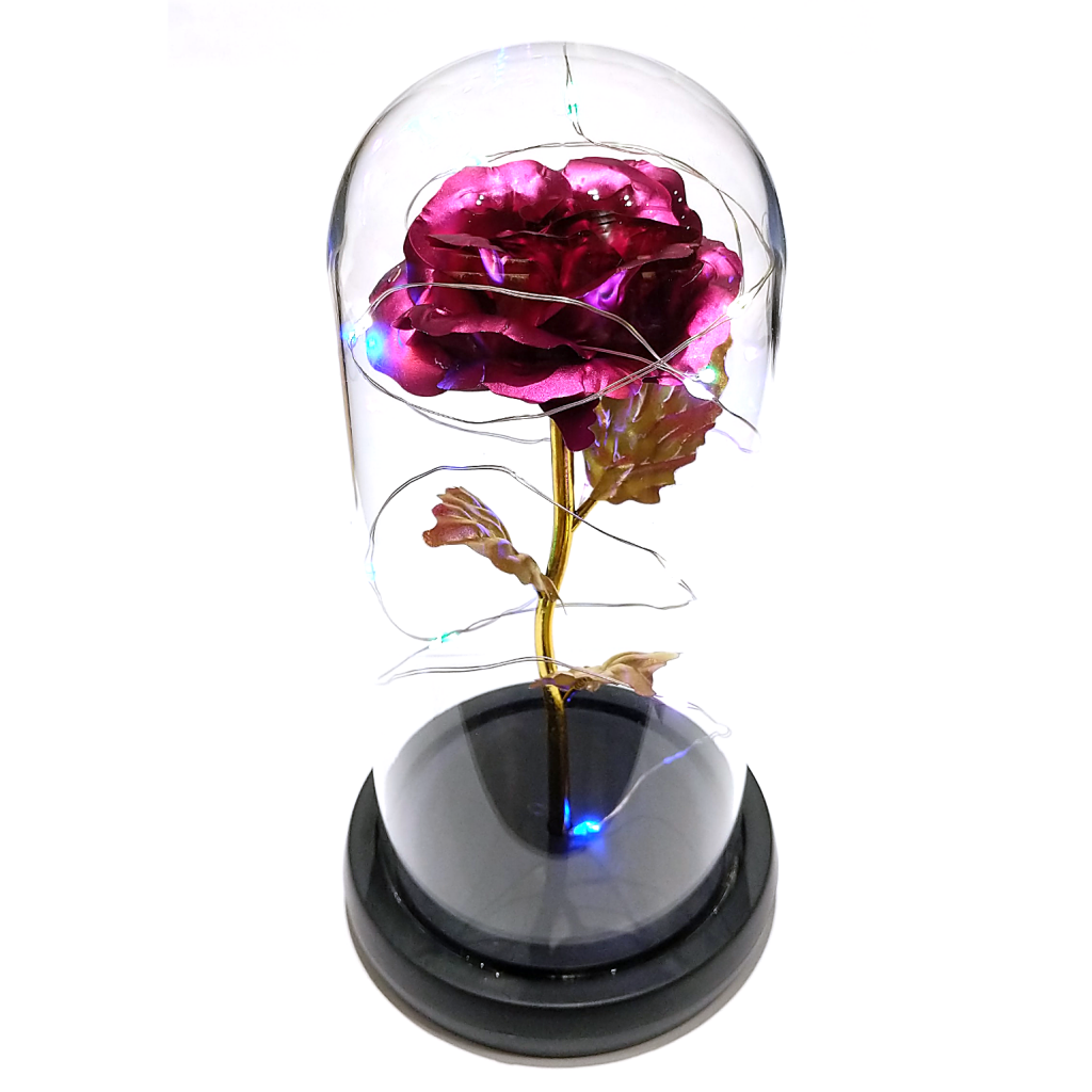 Light-Up Golden Rose in Cloche (Various Colours)