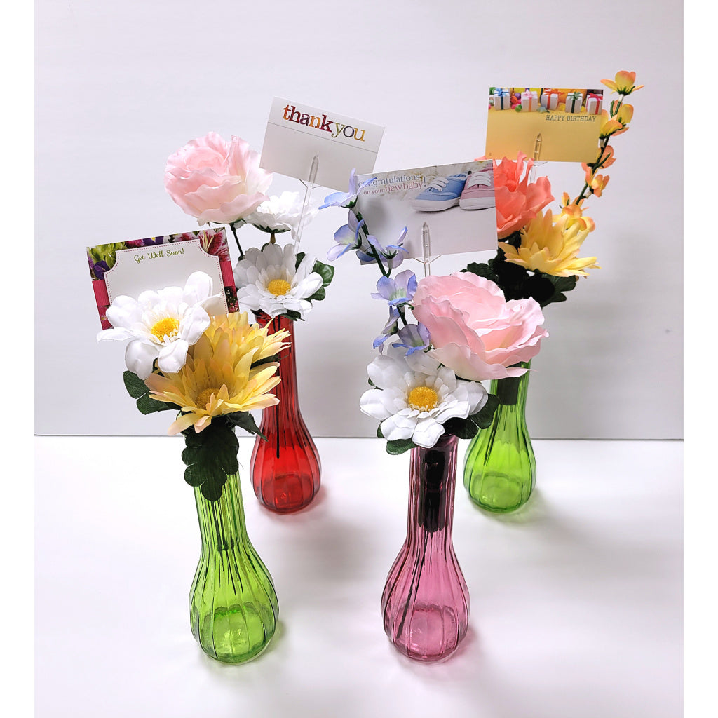 Faux Flowers: Three Blooms in Tall Vase